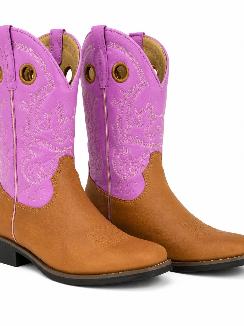 Pink & Tan Western Cowboy Boots Size 5 - Picture 1 of 5